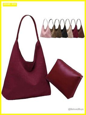 Large Work Tote Bags for Women, Boho Slouchy Faux Suede Purses Handbags
